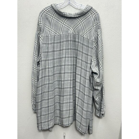 J.Jill  Women’s Tunic Blouse Plus Six 4X Plaid Button Up Long Sleeve Super Soft - Picture 2 of 5